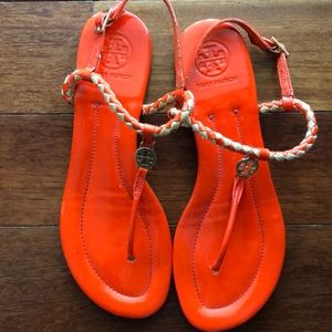Orange Tory Burch Aine Woven Sandal